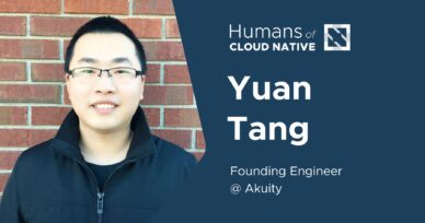 Humans of cloud native banner showing Yuan Tang