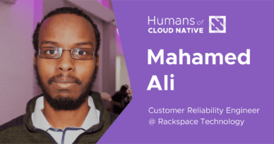 Humans of cloud native banner showing Mahamed Ali
